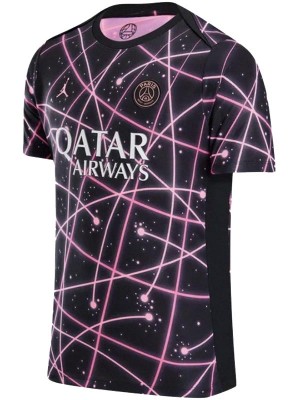 Paris saint-germain maillot d'entraînement de football pour adultes uniforme de football pour hommes noir et rose tenue de sport haut chemise 2025-2026